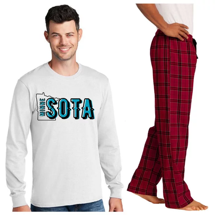 Minnesota Map MN Outline Minne Sota Long Sleeve Pajama Set