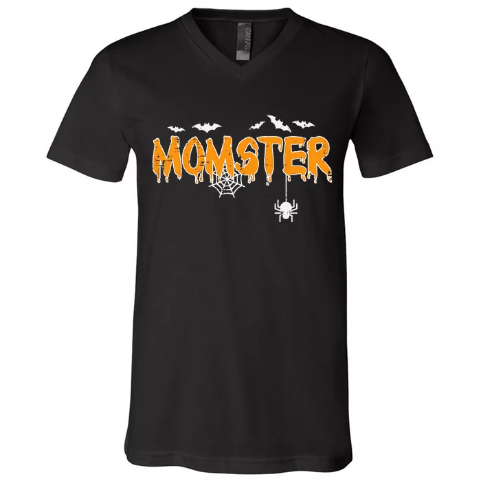 Momster Mom Mommy Matching Family Halloween Costume V-Neck T-Shirt