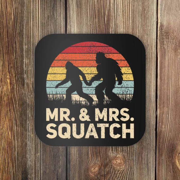 Matching Mr & Mrs Outfit Husband Wife Funny Wedding Bigfoot Coaster