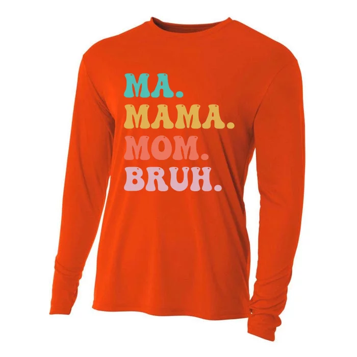 Ma Mama Mom Bruh Vintage Retro Cooling Performance Long Sleeve Crew