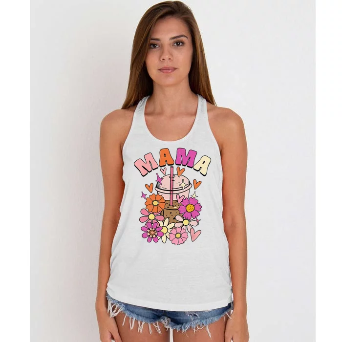 Mama & Mini Mommy & Daughter Mommy & Me Groovy Matching Women's Knotted Racerback Tank