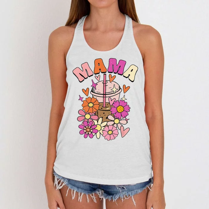 Mama & Mini Mommy & Daughter Mommy & Me Groovy Matching Women's Knotted Racerback Tank