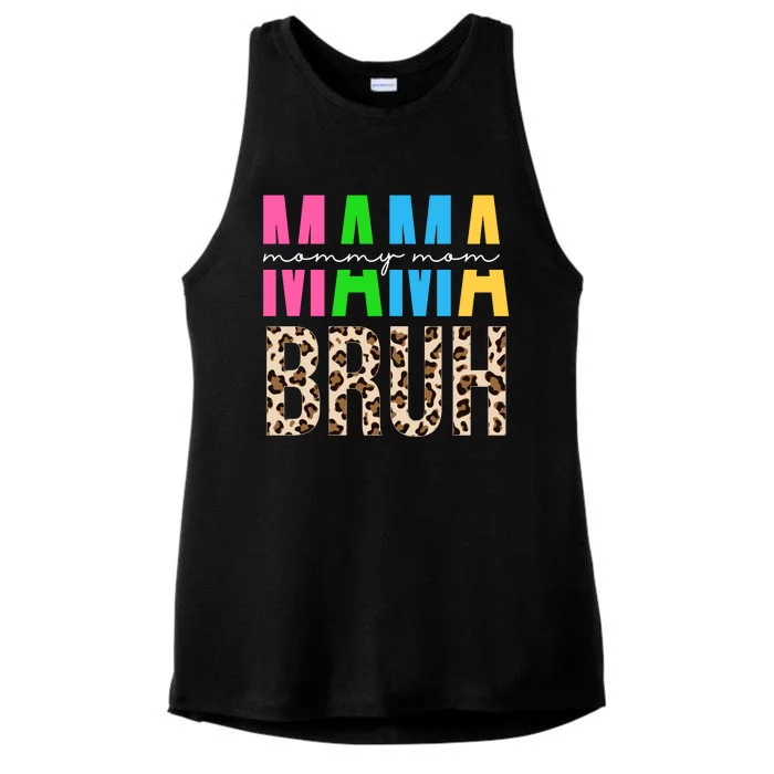 Mama Mommy Mom Bruh Cheetah Print Ladies Tri-Blend Wicking Tank