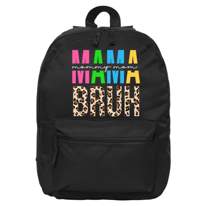 Mama Mommy Mom Bruh Cheetah Print 16 in Basic Backpack