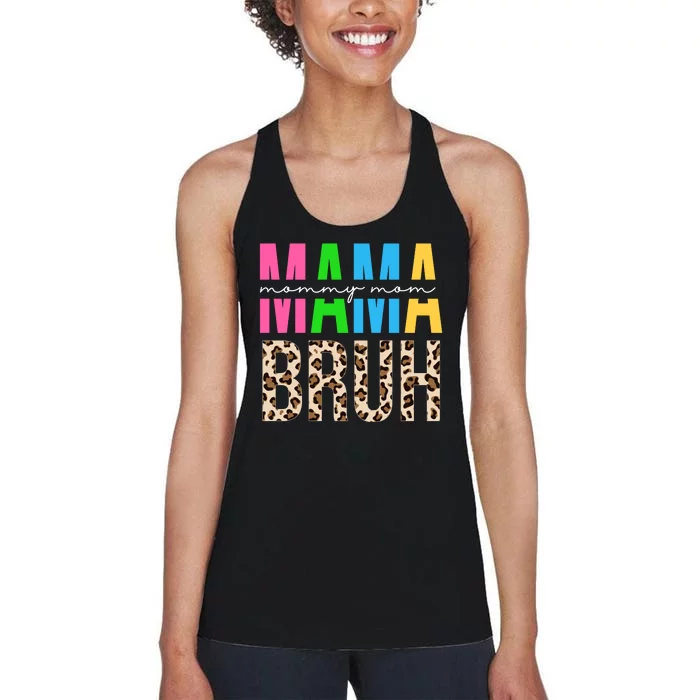 Mama Mommy Mom Bruh Cheetah Print Women's Racerback Tank