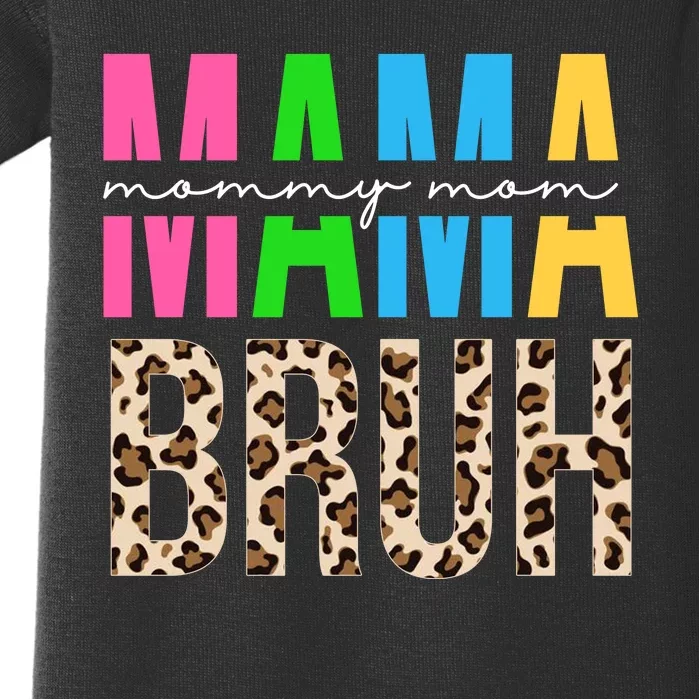 Mama Mommy Mom Bruh Cheetah Print Baby Bodysuit