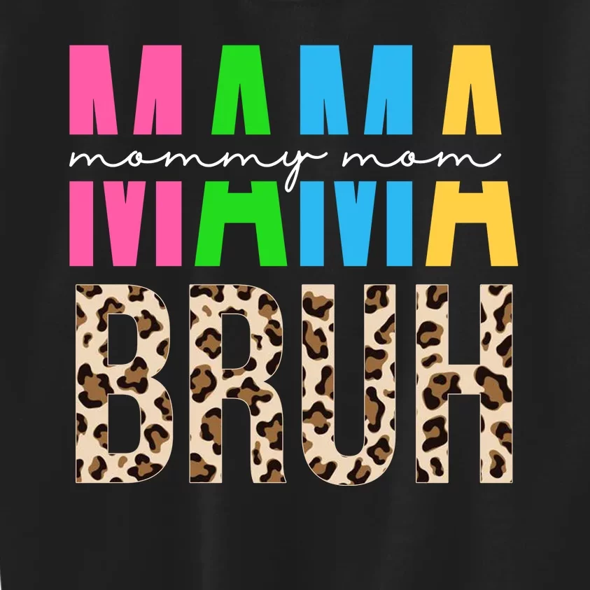 Mama Mommy Mom Bruh Cheetah Print Kids Sweatshirt