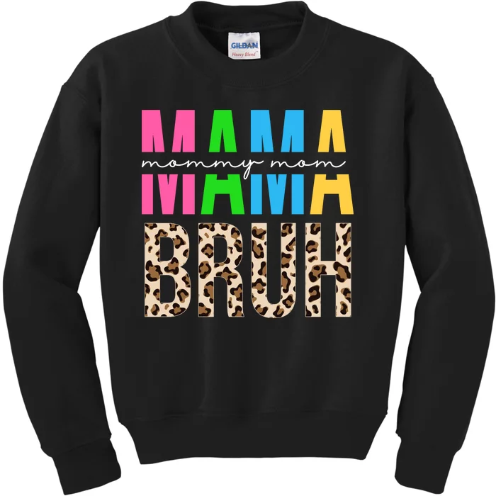 Mama Mommy Mom Bruh Cheetah Print Kids Sweatshirt