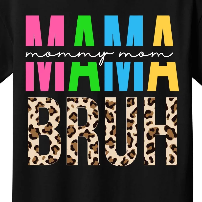 Mama Mommy Mom Bruh Cheetah Print Kids T-Shirt