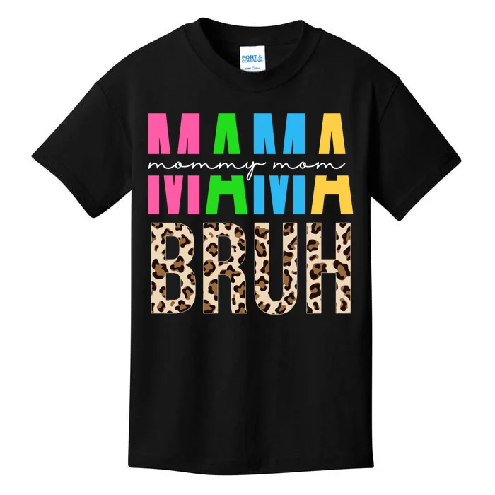 Mama Mommy Mom Bruh Cheetah Print Kids T-Shirt