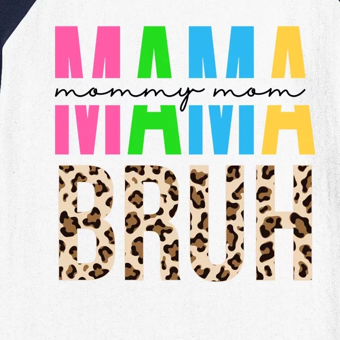 Mama Mommy Mom Bruh Cheetah Print Baseball Sleeve Shirt