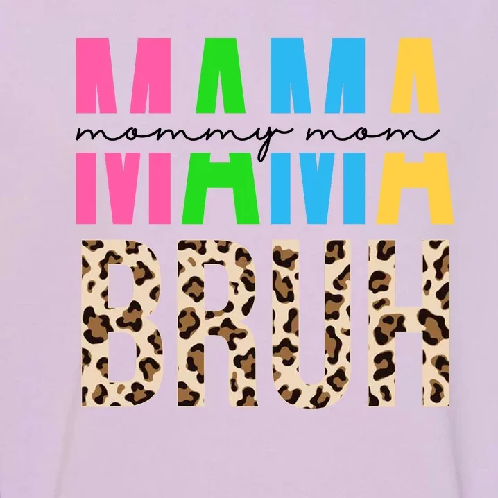 Mama Mommy Mom Bruh Cheetah Print Garment-Dyed Sweatshirt