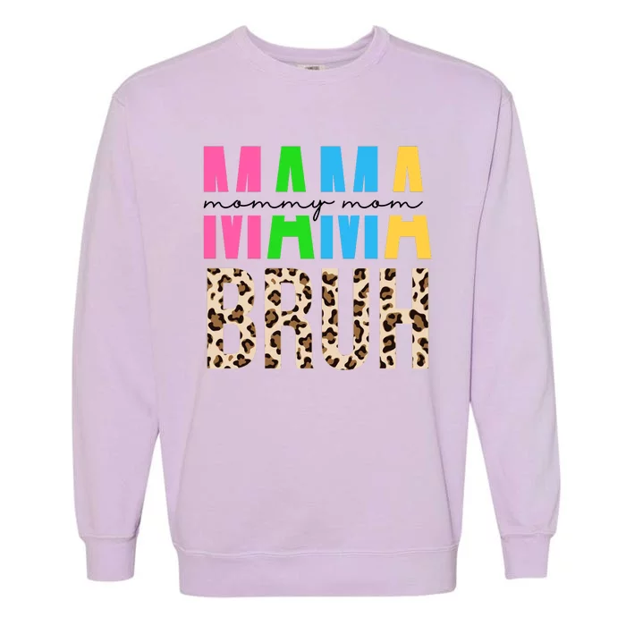 Mama Mommy Mom Bruh Cheetah Print Garment-Dyed Sweatshirt