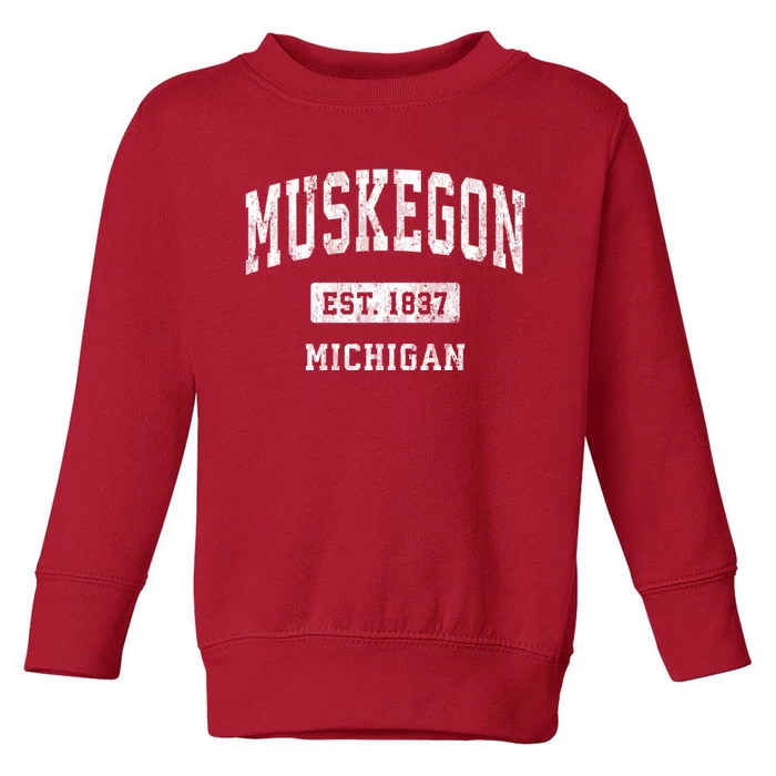 Muskegon Michigan Mi Vintage Athletic Sports Toddler Sweatshirt