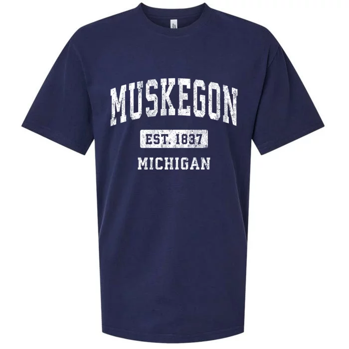 Muskegon Michigan Mi Vintage Athletic Sports Sueded Cloud Jersey T-Shirt