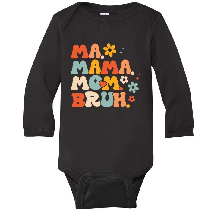 Ma Mama Mom Bruh Vintage Retro Baby Long Sleeve Bodysuit