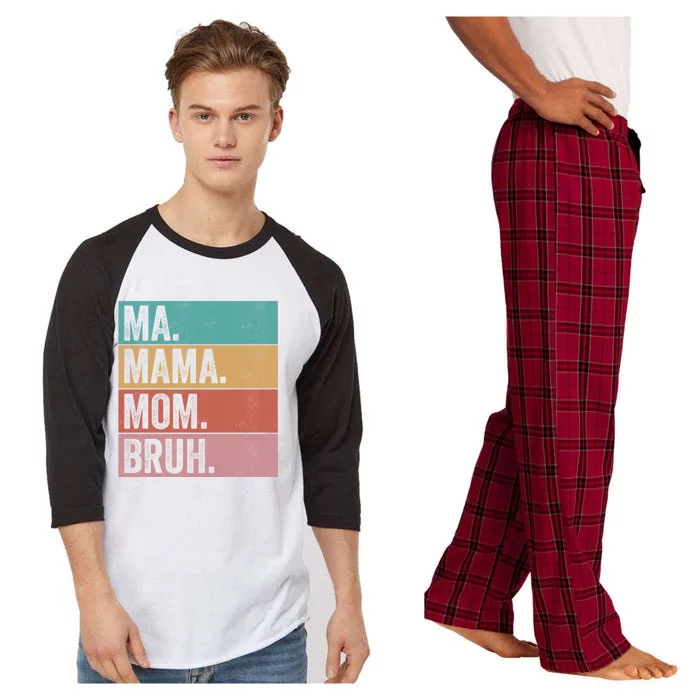 Ma Mama Mom Bruh Vintage Retro Raglan Sleeve Pajama Set