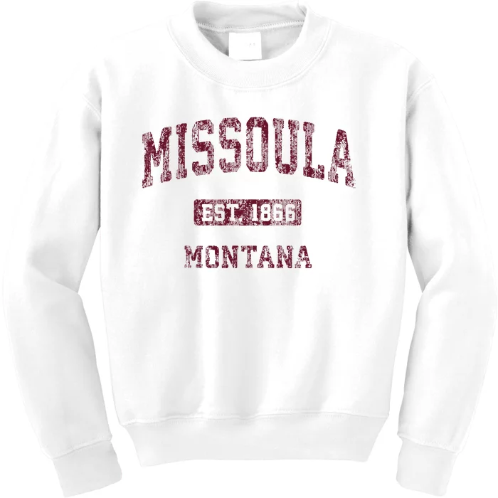 Missoula Montana Mt Vintage Athletic Sports Design Kids Sweatshirt