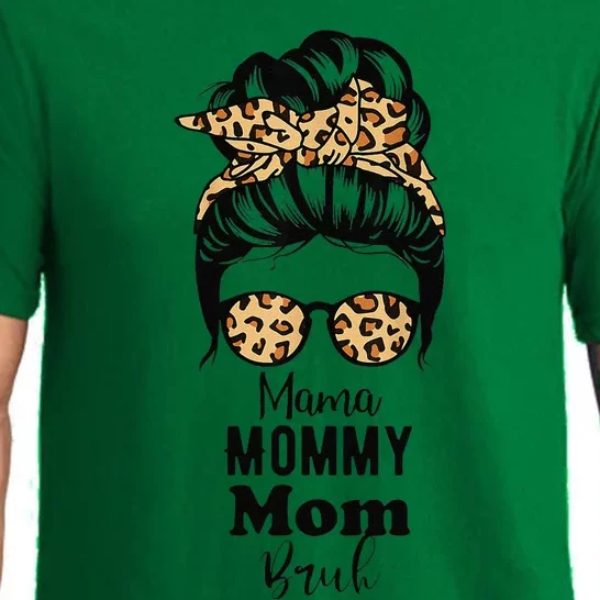 Mama Mommy Mom Bruh Me Messy Bun Momlife Mothers Day Pajama Set