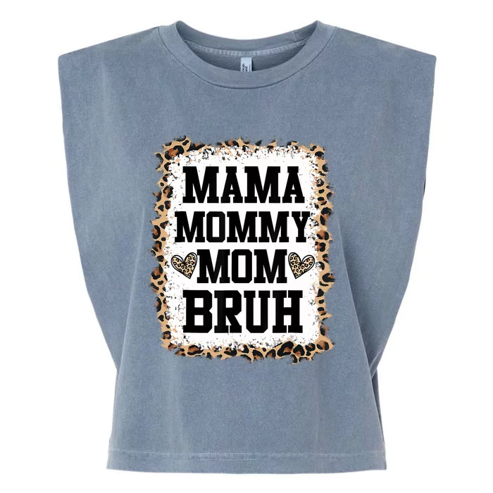 Mama Mommy Mom Bruh Bleached Leopard Mother Day Garment-Dyed Women's Muscle Tee