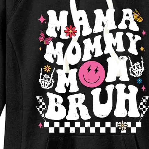 Mama Mommy Mom Bruh Retro Smile Face Women's Fleece Hoodie