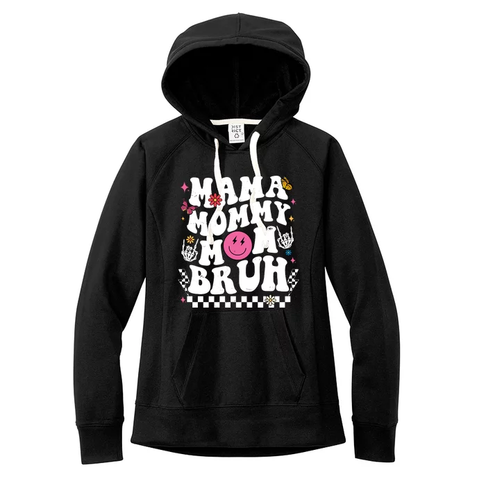 Mama Mommy Mom Bruh Retro Smile Face Women's Fleece Hoodie