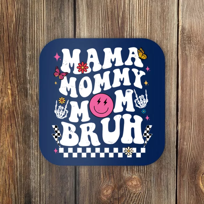 Mama Mommy Mom Bruh Retro Smile Face Coaster