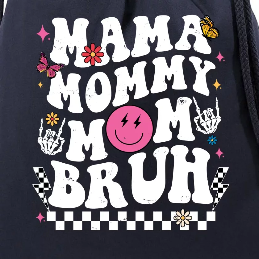 Mama Mommy Mom Bruh Retro Smile Face Drawstring Bag