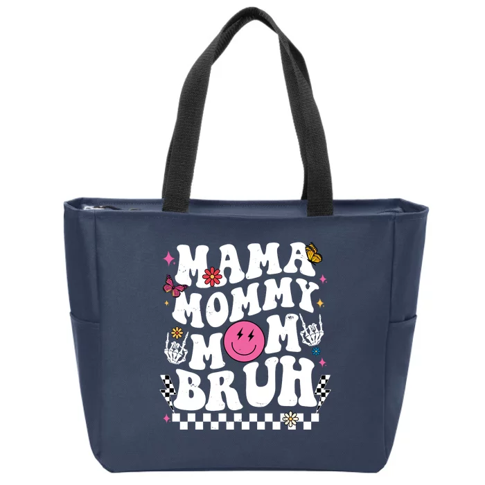 Mama Mommy Mom Bruh Retro Smile Face Zip Tote Bag