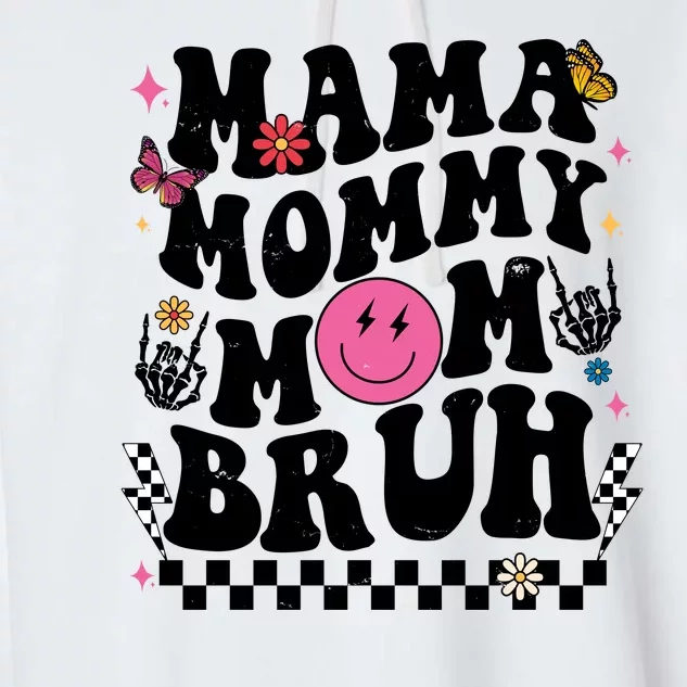 Mama Mommy Mom Bruh Retro Smile Face Garment-Dyed Fleece Hoodie