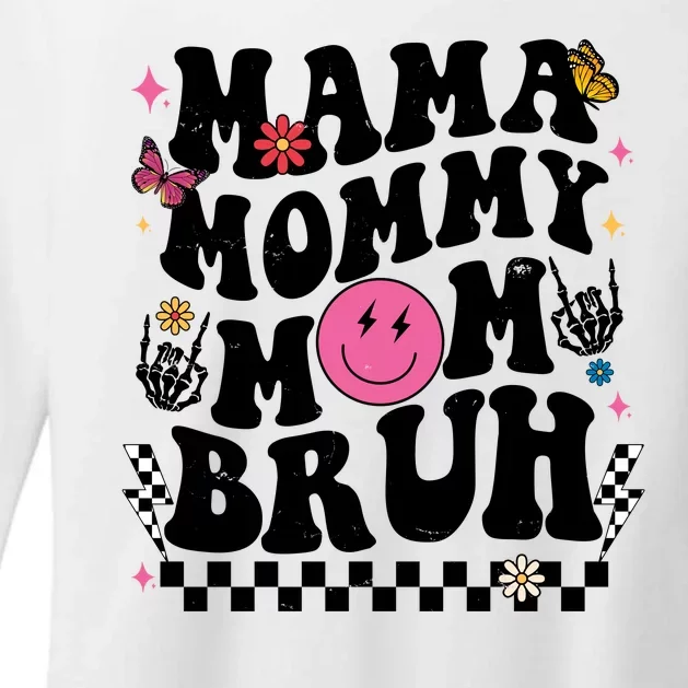 Mama Mommy Mom Bruh Retro Smile Face Womens CVC Long Sleeve Shirt