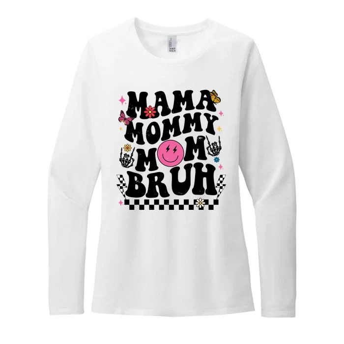 Mama Mommy Mom Bruh Retro Smile Face Womens CVC Long Sleeve Shirt