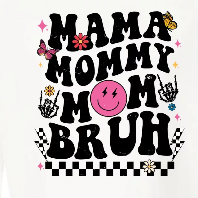 Mama Mommy Mom Bruh Retro Smile Face Cropped Pullover Crew