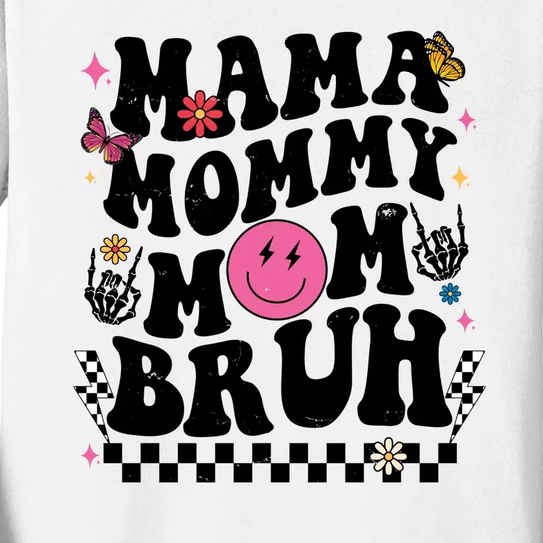 Mama Mommy Mom Bruh Retro Smile Face Kids Long Sleeve Shirt