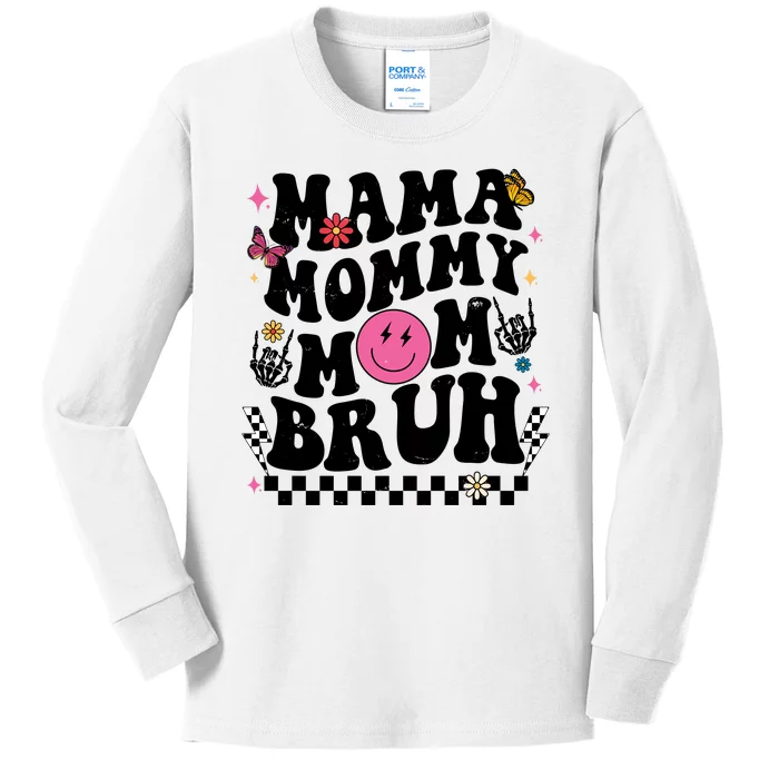 Mama Mommy Mom Bruh Retro Smile Face Kids Long Sleeve Shirt