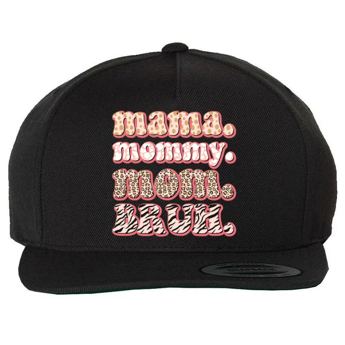 Mama Mommy Mom Bruh Vintage Leopard Great Gift Wool Snapback Cap