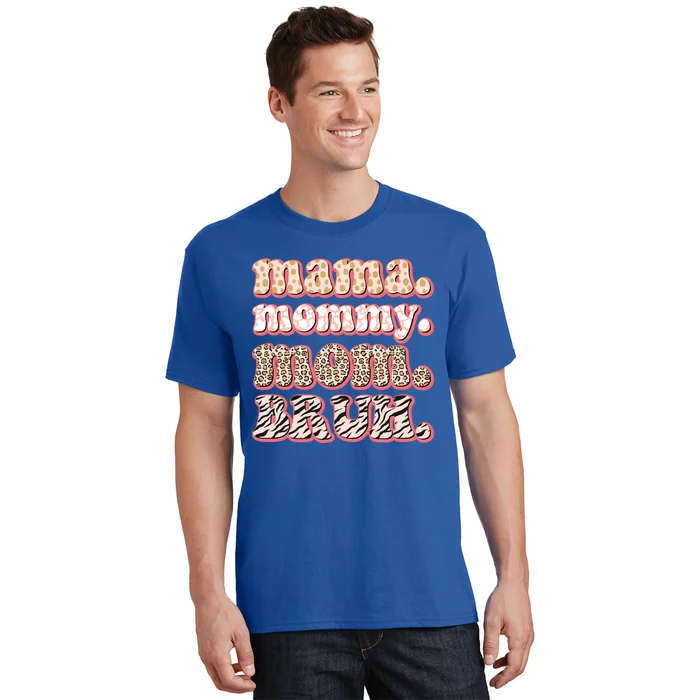 Mama Mommy Mom Bruh Vintage Leopard Great Gift T-Shirt