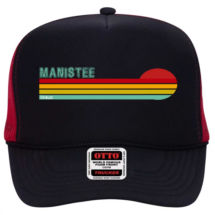 Manistee Michigan High Crown Mesh Trucker Hat