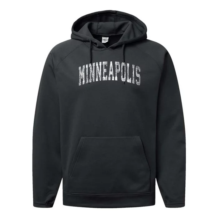 Minneapolis Minnesota Mn Vintage Performance Fleece Hoodie