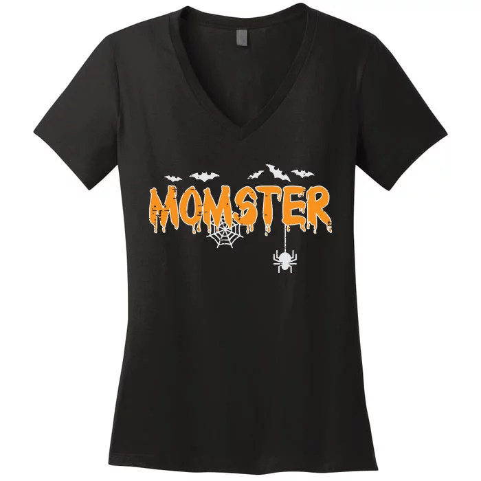 Momster Mom Mommy Matching Family Halloween Costume Women's V-Neck T-Shirt