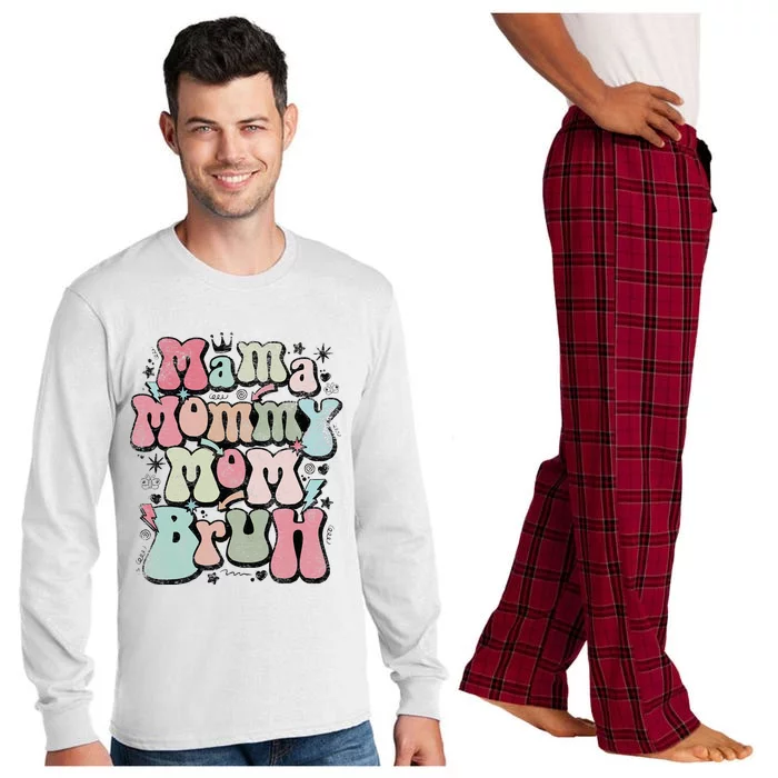 Mama Mommy Mom Bruh Mother's Day For Mom Mommy Long Sleeve Pajama Set