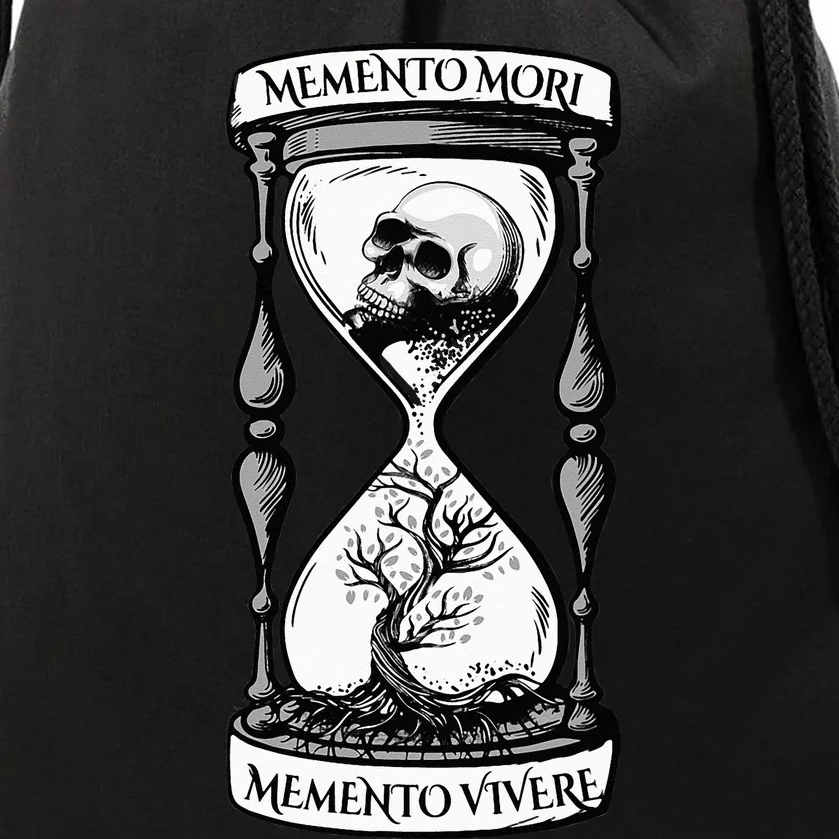 Memento Mori Memento Vivere Skull Design Stoic Memento Mori Drawstring Bag