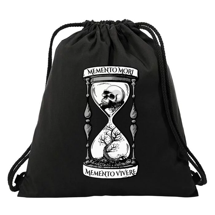 Memento Mori Memento Vivere Skull Design Stoic Memento Mori Drawstring Bag