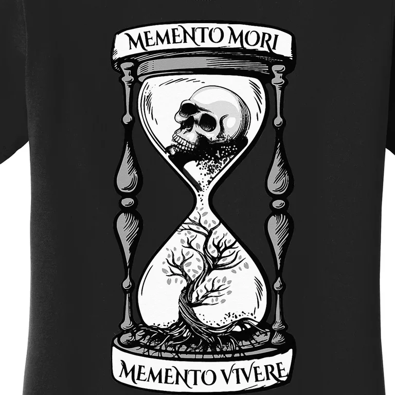 Memento Mori Memento Vivere Skull Design Stoic Memento Mori Women's T-Shirt