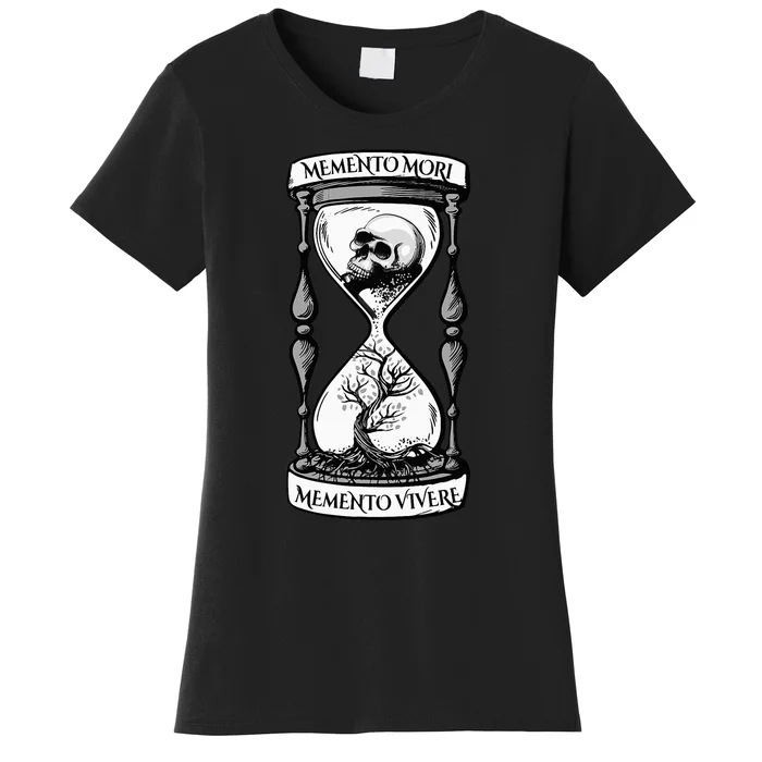 Memento Mori Memento Vivere Skull Design Stoic Memento Mori Women's T-Shirt