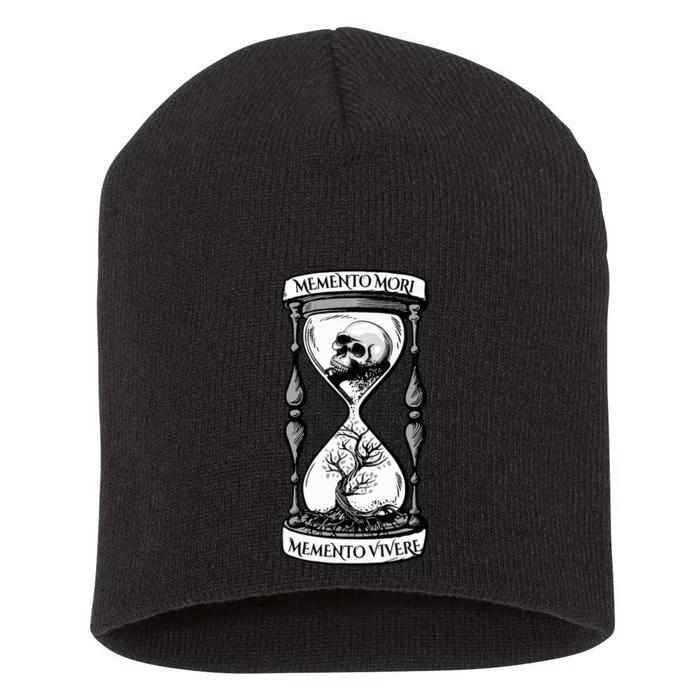 Memento Mori Memento Vivere Skull Design Stoic Memento Mori Short Acrylic Beanie