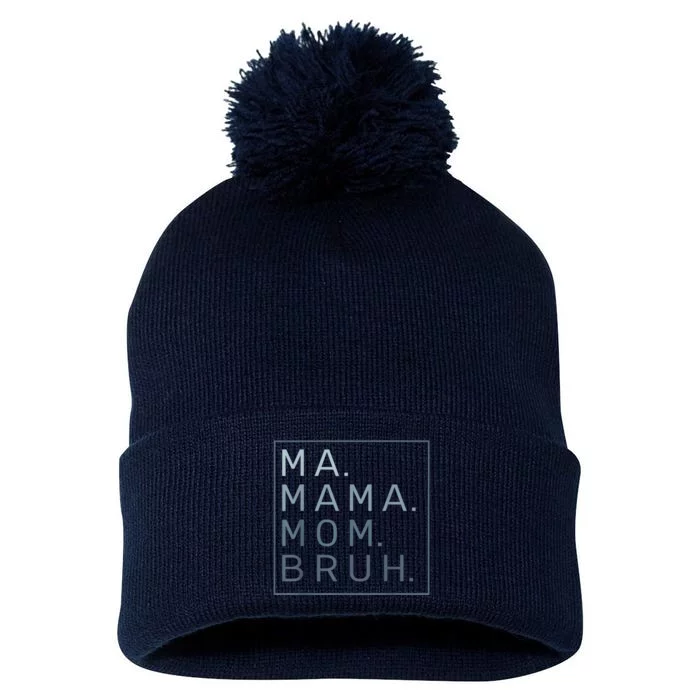 Ma Mama Mom Bruh Mother Mommy Pom Pom 12in Knit Beanie