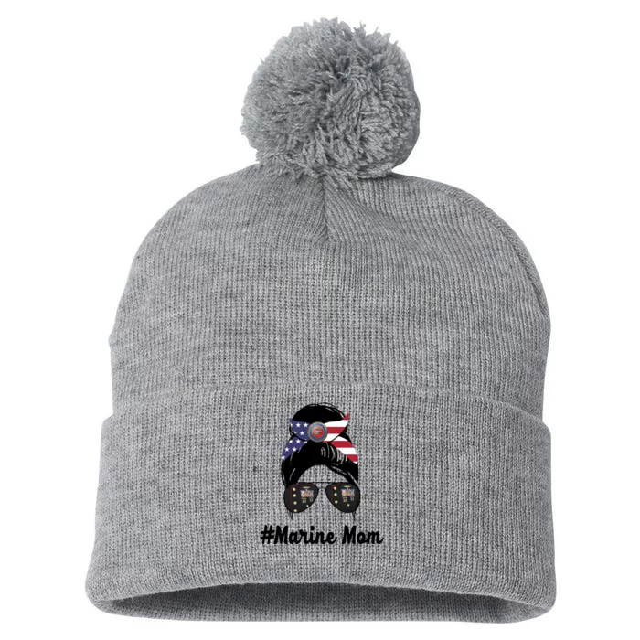 Marine Mom Pom Pom 12in Knit Beanie