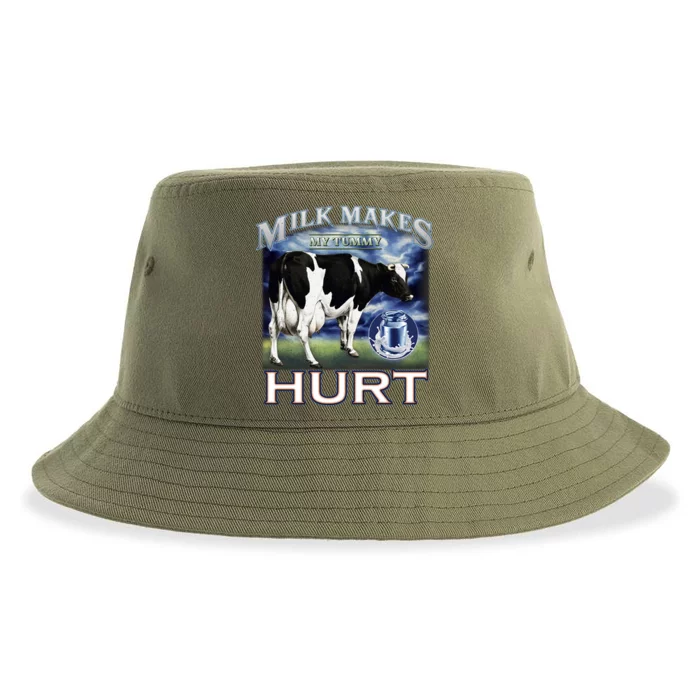 Milk Makes My Tummy Hurt Funny Meme Lactose Tolerant Gift Sustainable Bucket Hat