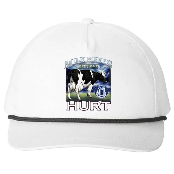 Milk Makes My Tummy Hurt Funny Meme Lactose Tolerant Gift Snapback Five-Panel Rope Hat